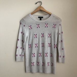 J.Crew Embroidered Floral Merino Wool Sweater